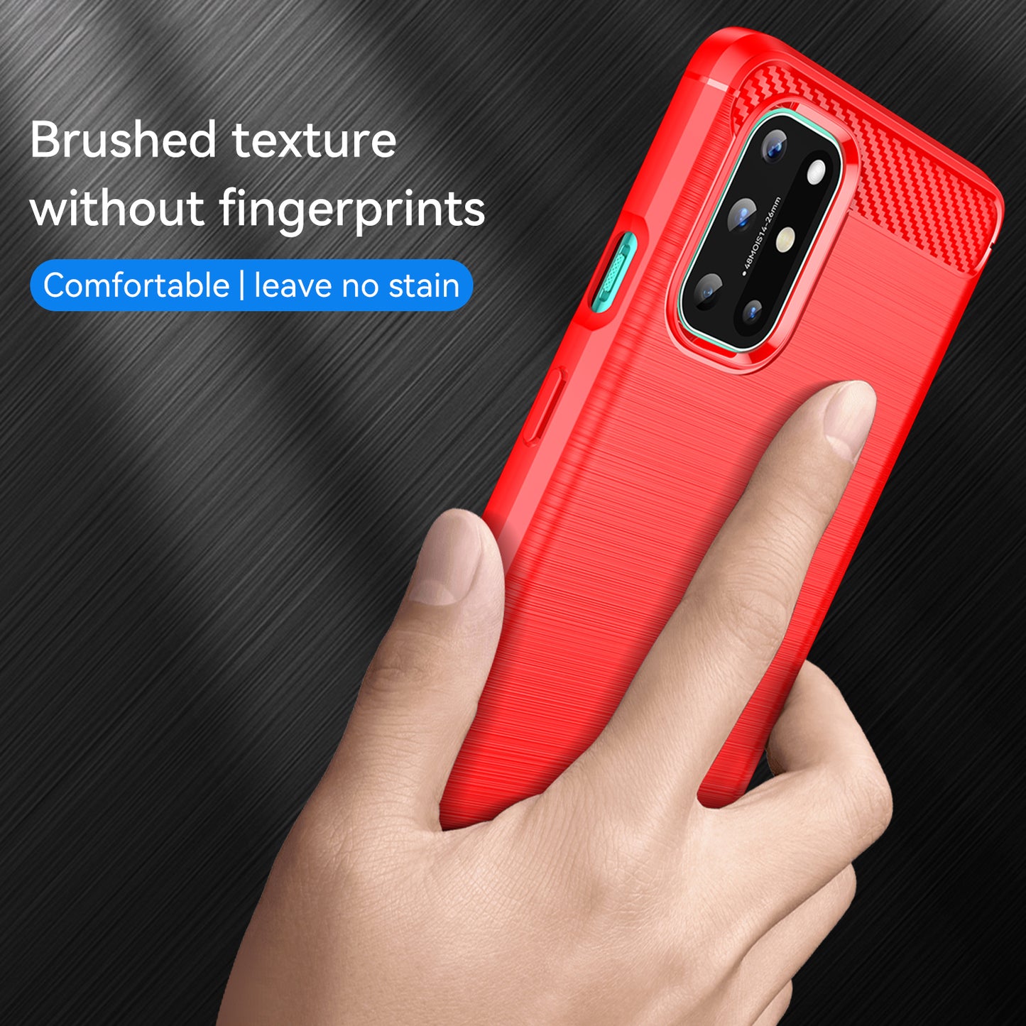 1.8mm Flexible Carbon Fiber Texture TPU Case Ultra Thin Anti-Fall Phone Cover with Brushed Surface for OnePlus 8T