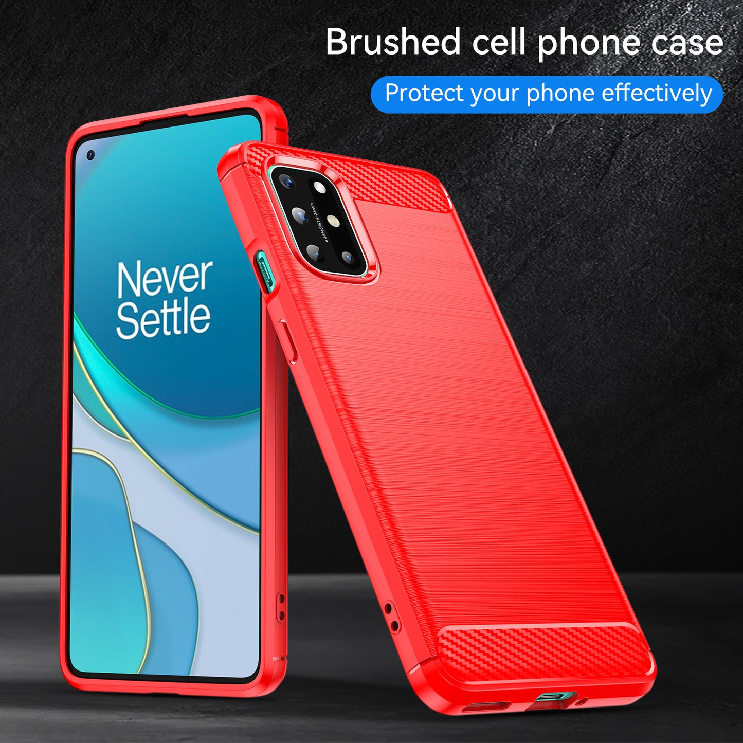 1.8mm Flexible Carbon Fiber Texture TPU Case Ultra Thin Anti-Fall Phone Cover with Brushed Surface for OnePlus 8T