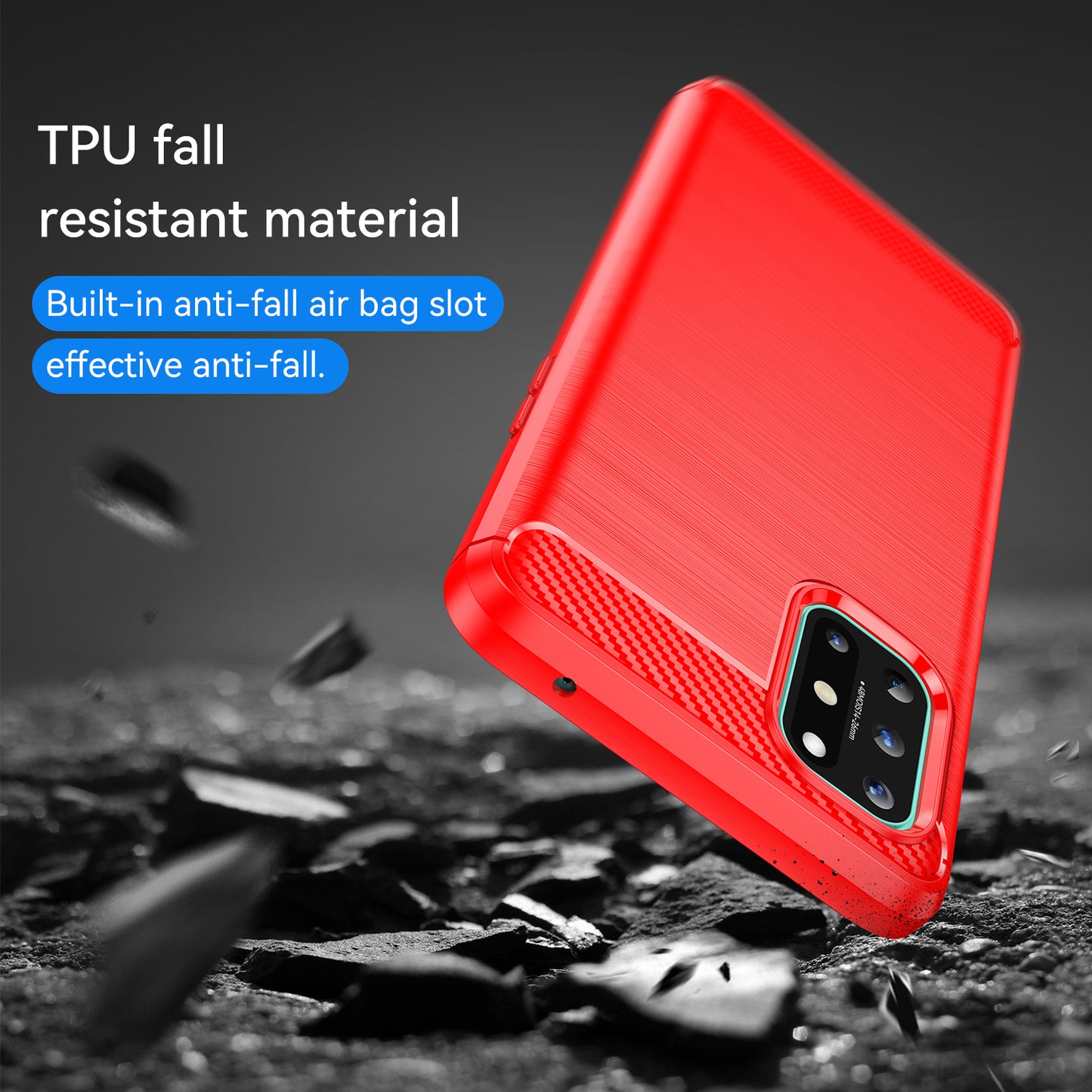 1.8mm Flexible Carbon Fiber Texture TPU Case Ultra Thin Anti-Fall Phone Cover with Brushed Surface for OnePlus 8T