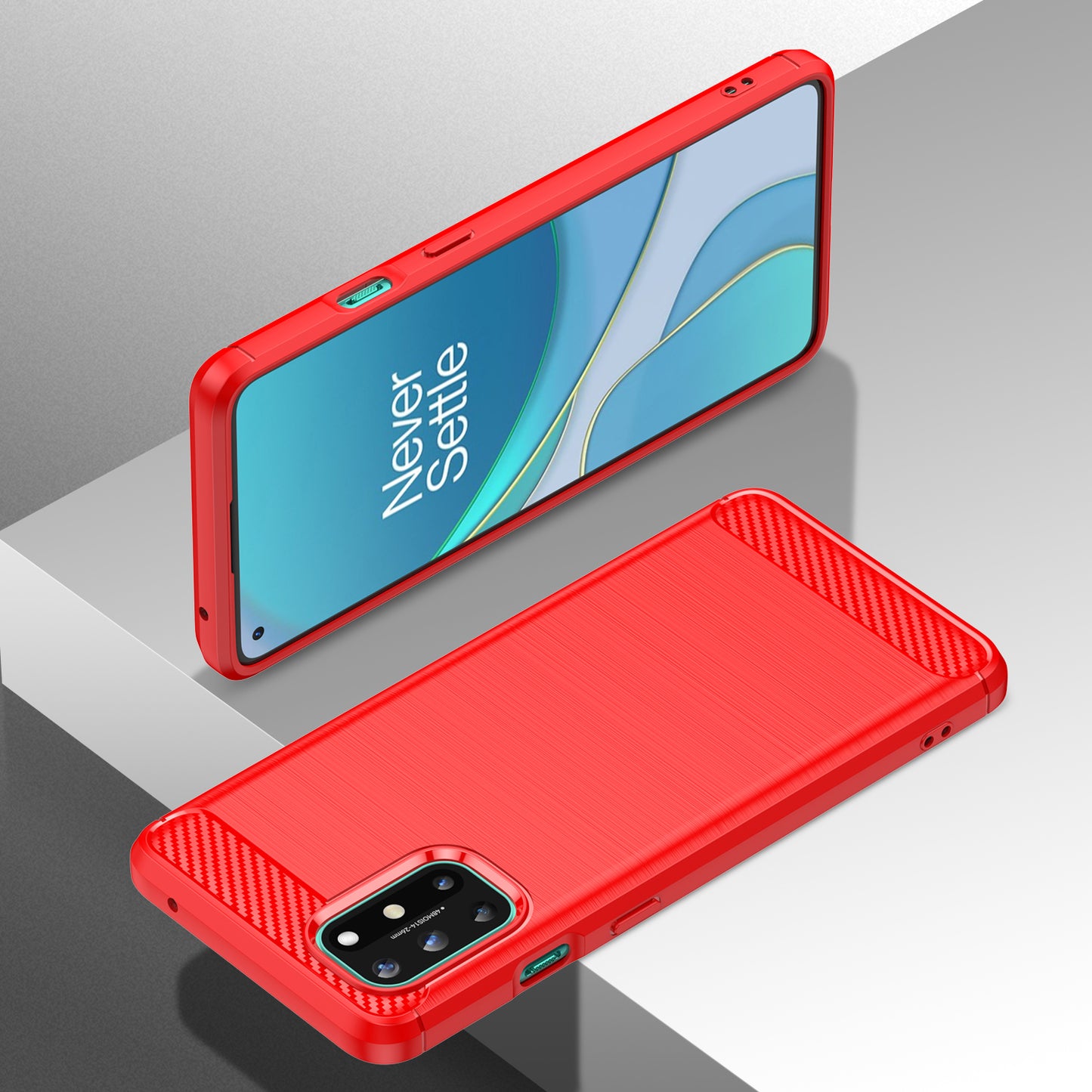 1.8mm Flexible Carbon Fiber Texture TPU Case Ultra Thin Anti-Fall Phone Cover with Brushed Surface for OnePlus 8T
