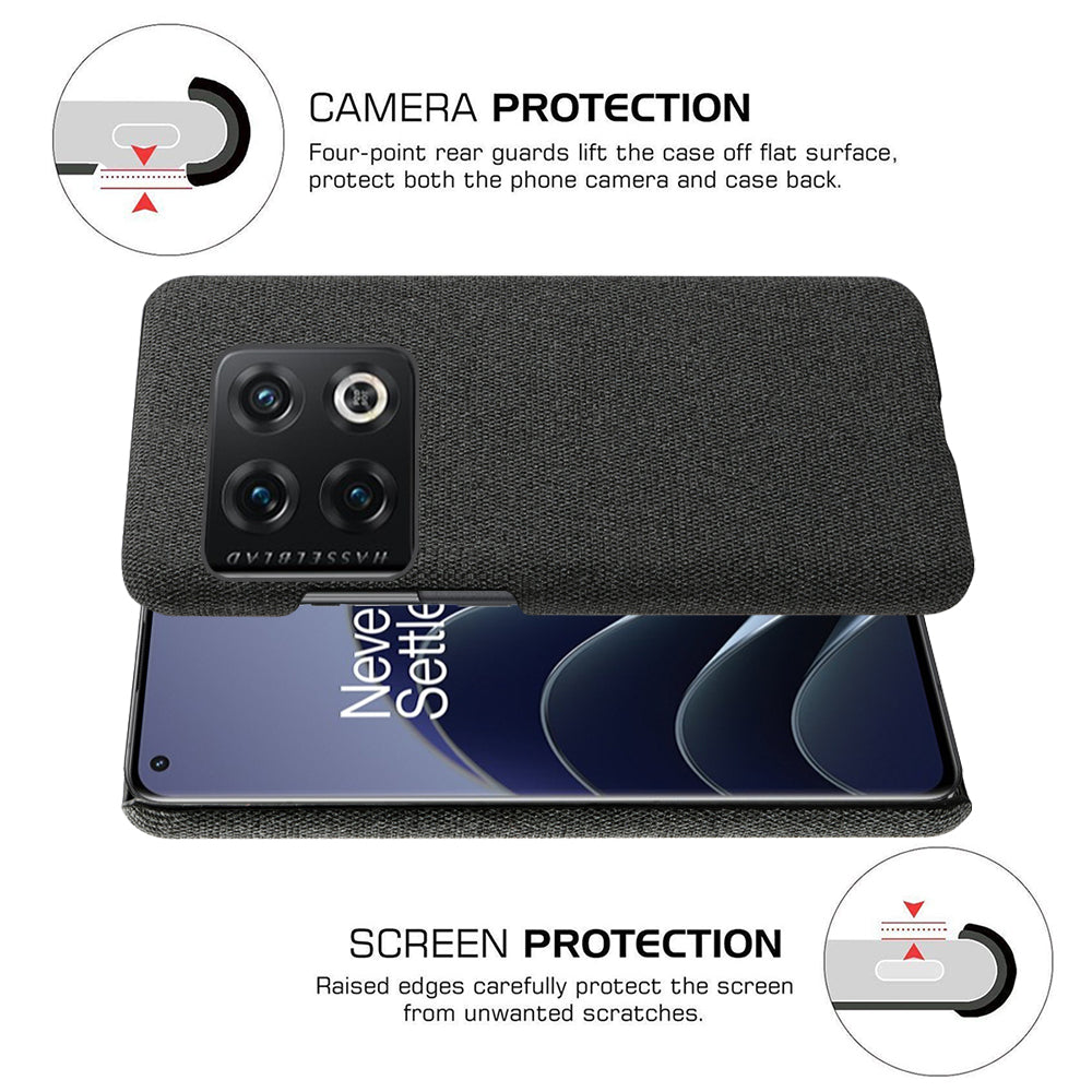 For OnePlus 10 Pro 5G Hard PC + Cloth Back Dual Protection Cover Cushion Anti-Scratch Shockproof Phone Case