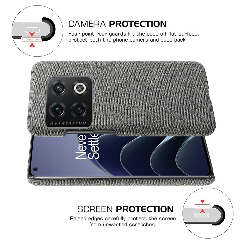 For OnePlus 10 Pro 5G Hard PC + Cloth Back Dual Protection Cover Cushion Anti-Scratch Shockproof Phone Case