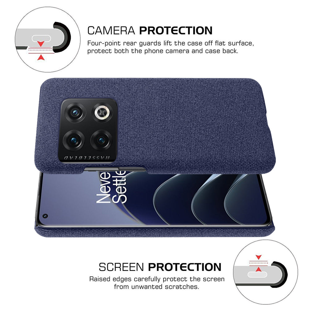 For OnePlus 10 Pro 5G Hard PC + Cloth Back Dual Protection Cover Cushion Anti-Scratch Shockproof Phone Case