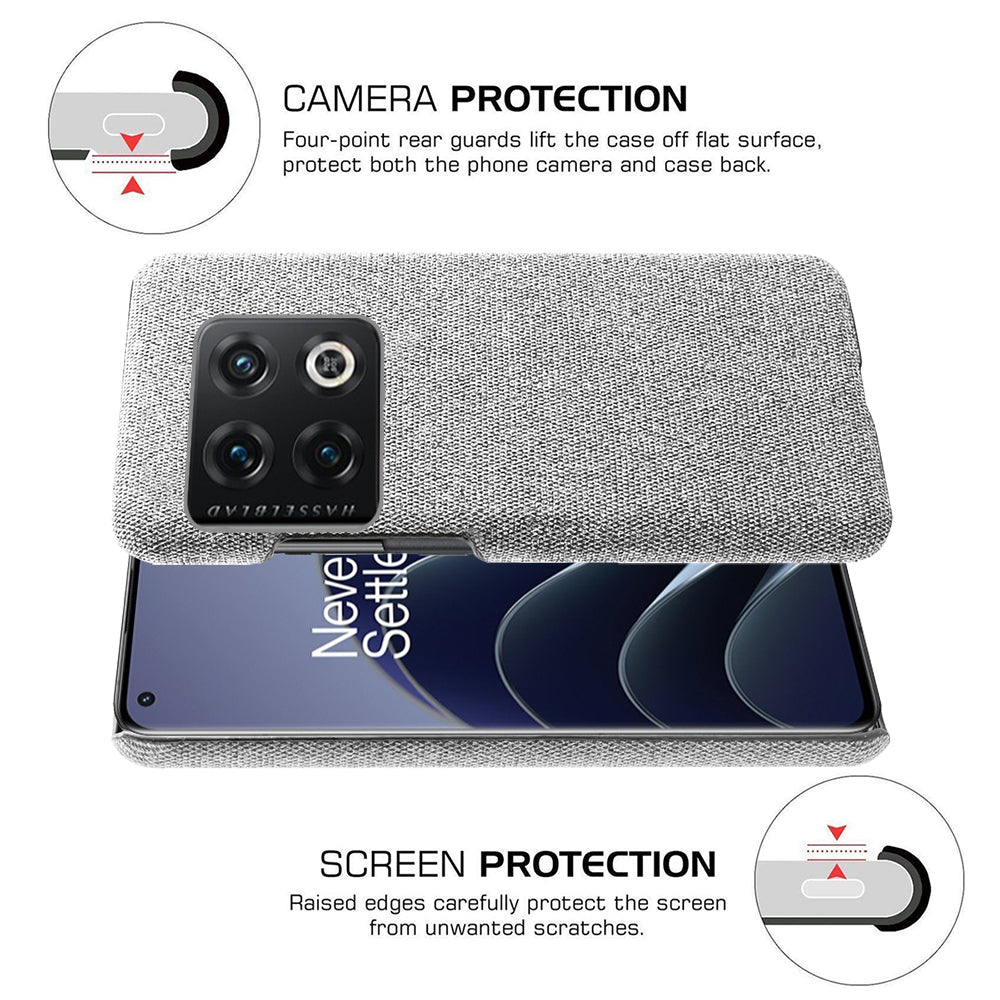 For OnePlus 10 Pro 5G Hard PC + Cloth Back Dual Protection Cover Cushion Anti-Scratch Shockproof Phone Case