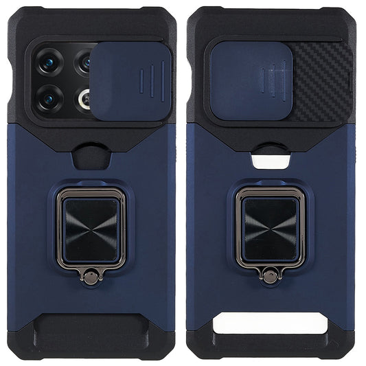 For OnePlus 10 Pro Wear-resistant PC + TPU Camera Slider Anti-drop Card Slot + Metal Kickstand Design Case