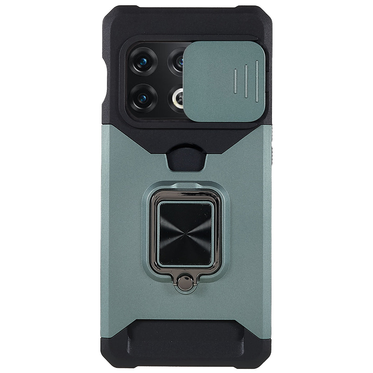 For OnePlus 10 Pro Wear-resistant PC + TPU Camera Slider Anti-drop Card Slot + Metal Kickstand Design Case