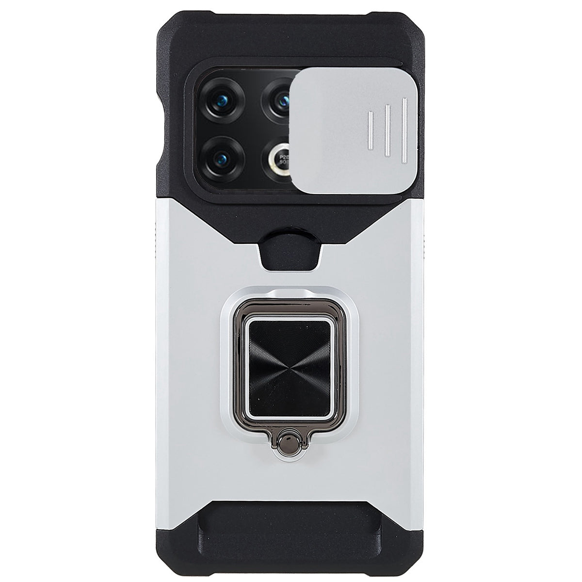 For OnePlus 10 Pro Wear-resistant PC + TPU Camera Slider Anti-drop Card Slot + Metal Kickstand Design Case