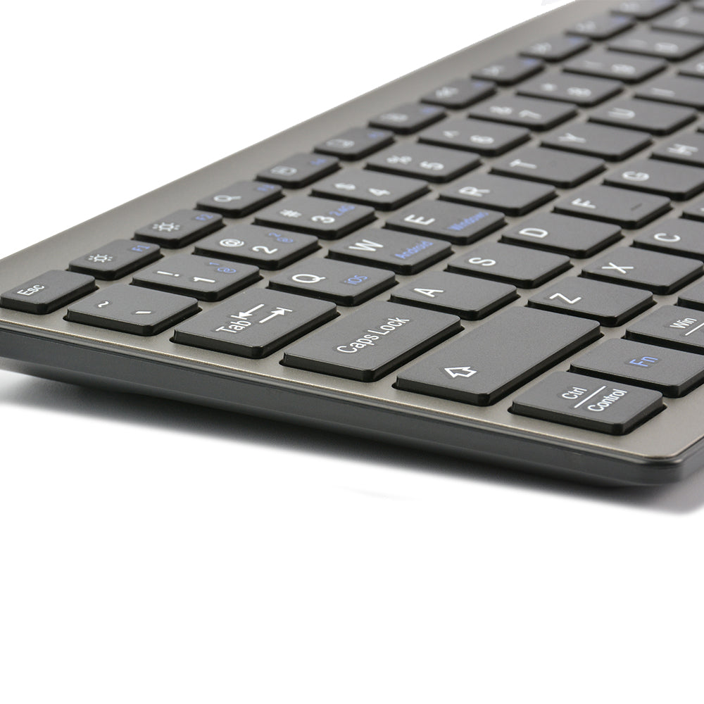 168 2.4G+Dual Bluetooth 95-Key Two Zones Battery Operated Wireless Keyboard for Apple Android Windows