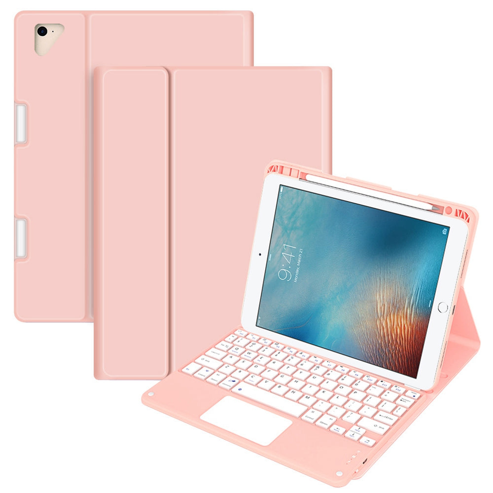For iPad 9.7-inch (2017)/(2018)/Pro 9.7 inch (2016)/Air 2 Detachable X7 Bluetooth Keyboard Case with TouchPad Soft Leather Protective Case