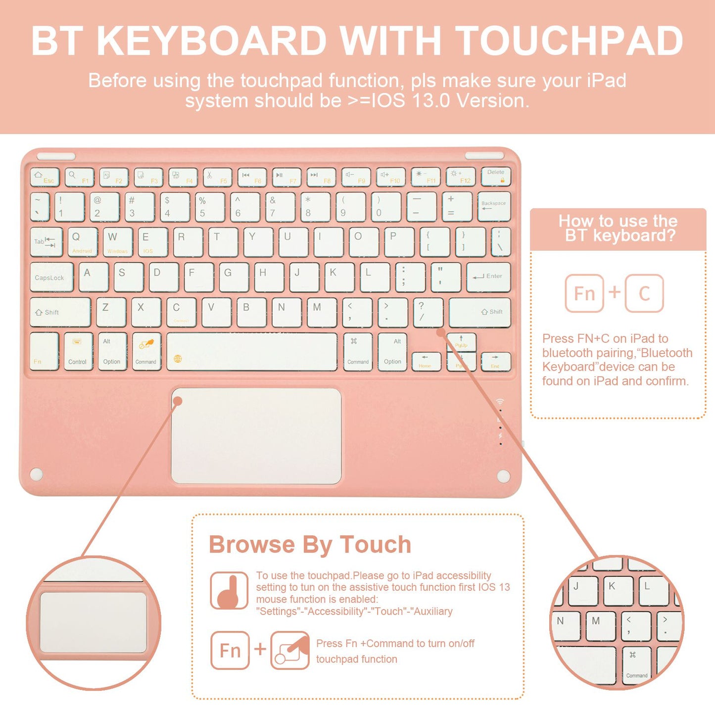 For iPad 9.7-inch (2017)/(2018)/Pro 9.7 inch (2016)/Air 2 Detachable X7 Bluetooth Keyboard Case with TouchPad Soft Leather Protective Case