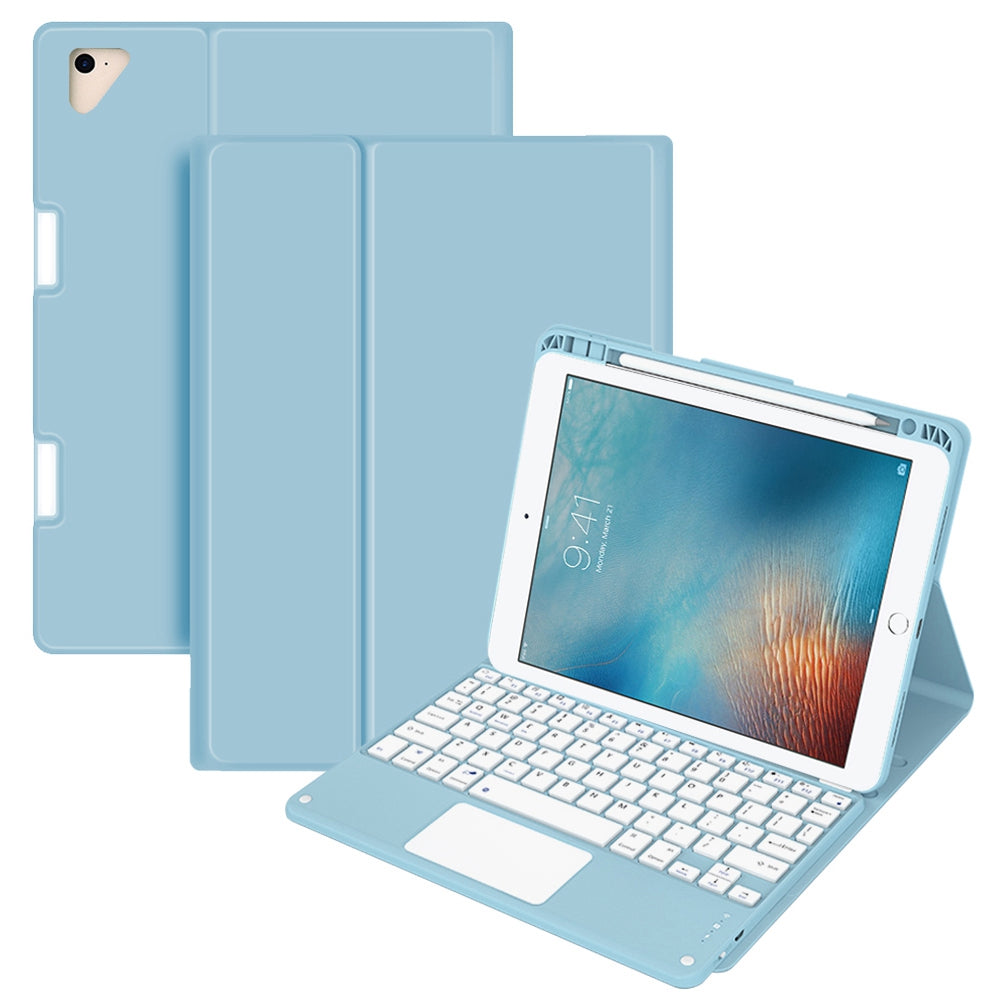 For iPad 9.7-inch (2017)/(2018)/Pro 9.7 inch (2016)/Air 2 Detachable X7 Bluetooth Keyboard Case with TouchPad Soft Leather Protective Case