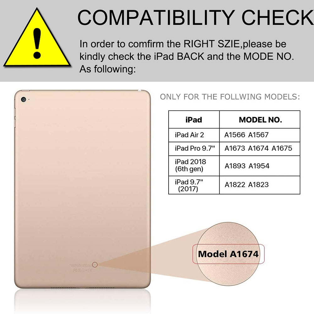 For iPad 9.7-inch (2017)/(2018)/Pro 9.7 inch (2016)/Air 2 Detachable X7 Bluetooth Keyboard Case with TouchPad Soft Leather Protective Case