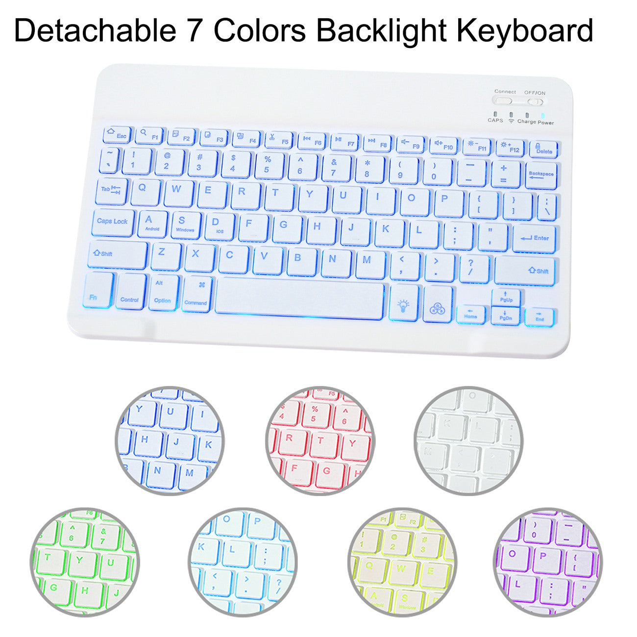 For iPad 9.7-inch (2017)/(2018)/Pro 9.7 inch (2016)/Air 2/Air (2013) Portable Bluetooth Keyboard with 7-Color Backlit + Litchi Texture Anti-Drop Protective Case