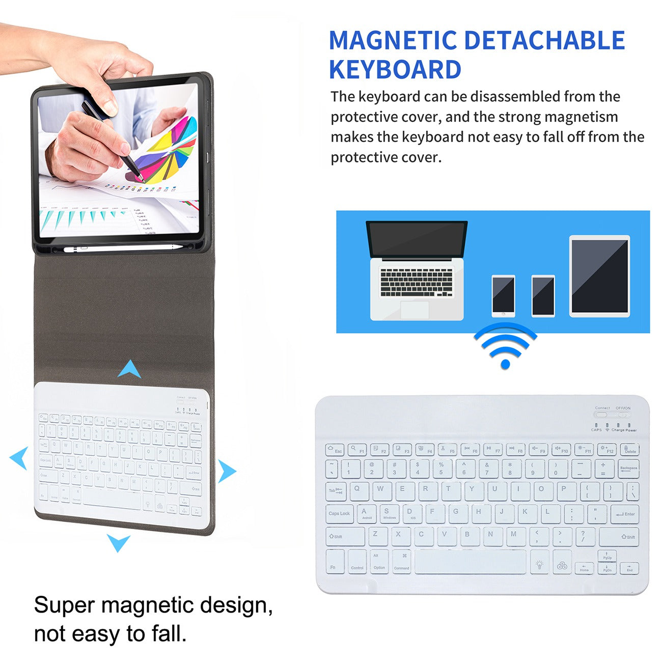 For iPad 9.7-inch (2017)/(2018)/Pro 9.7 inch (2016)/Air 2/Air (2013) Portable Bluetooth Keyboard with 7-Color Backlit + Litchi Texture Anti-Drop Protective Case