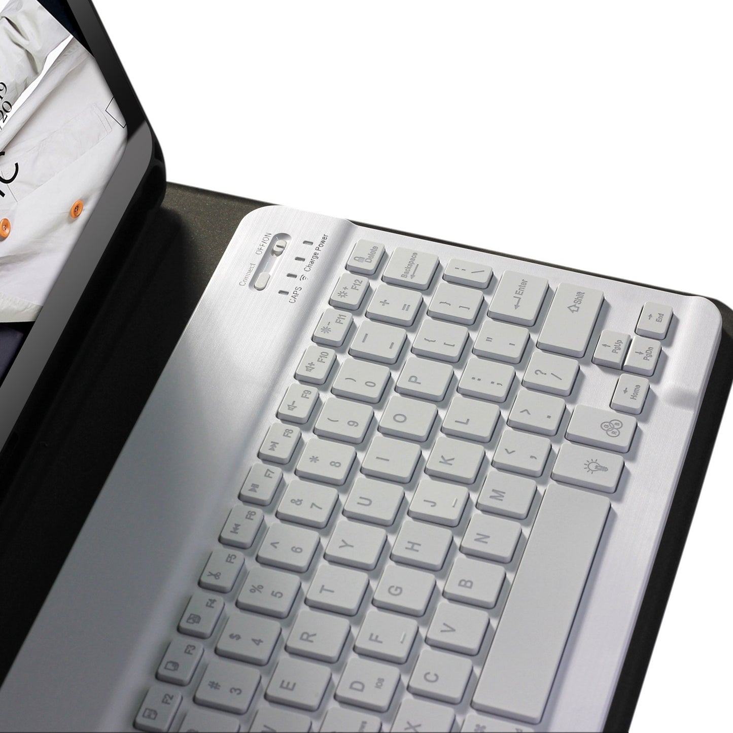 For iPad 9.7-inch (2017)/(2018)/Pro 9.7 inch (2016)/Air 2/Air (2013) Portable Bluetooth Keyboard with 7-Color Backlit + Litchi Texture Anti-Drop Protective Case