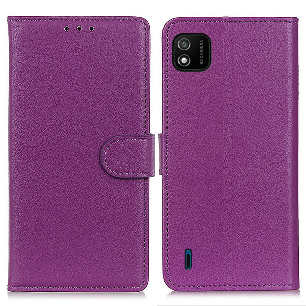 Classic Style Litchi Texture Leather Wallet Design Folio Flip Stand Case for WIKO Y62