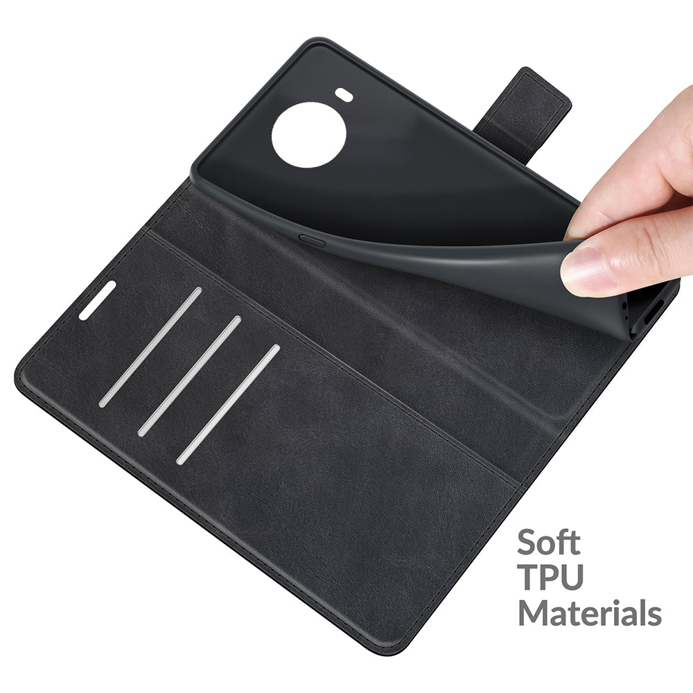 Leather Wallet Stand Protective Case Magnetic Square Clasp Cover for Nokia X10 / Nokia X20