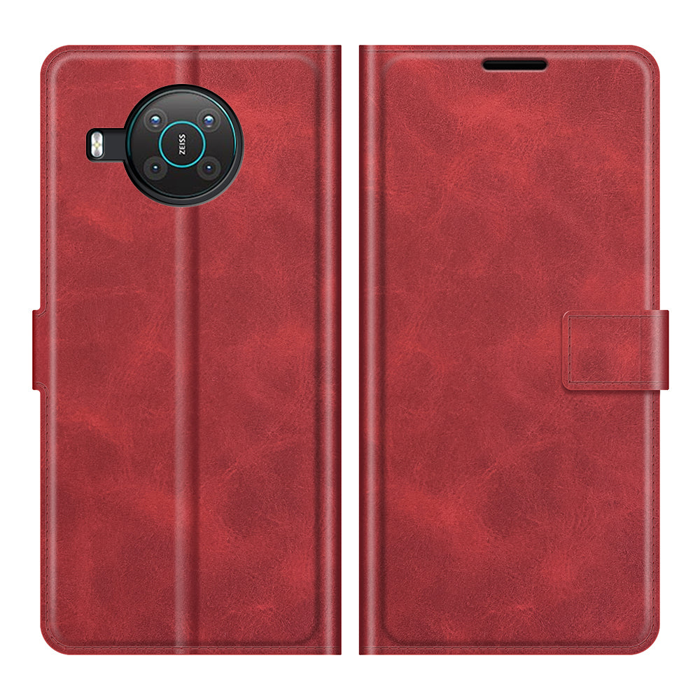 Leather Wallet Stand Protective Case Magnetic Square Clasp Cover for Nokia X10 / Nokia X20