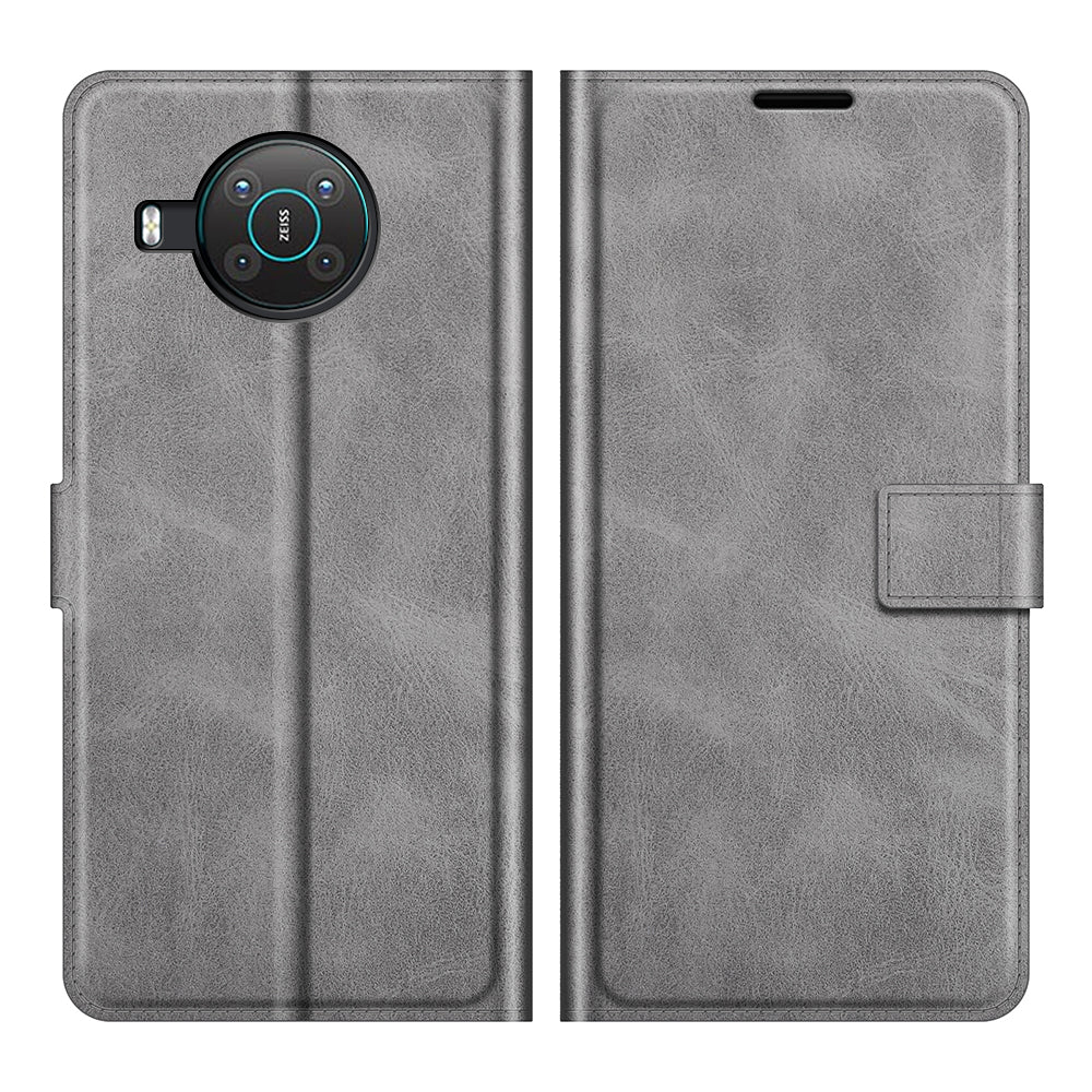 Leather Wallet Stand Protective Case Magnetic Square Clasp Cover for Nokia X10 / Nokia X20
