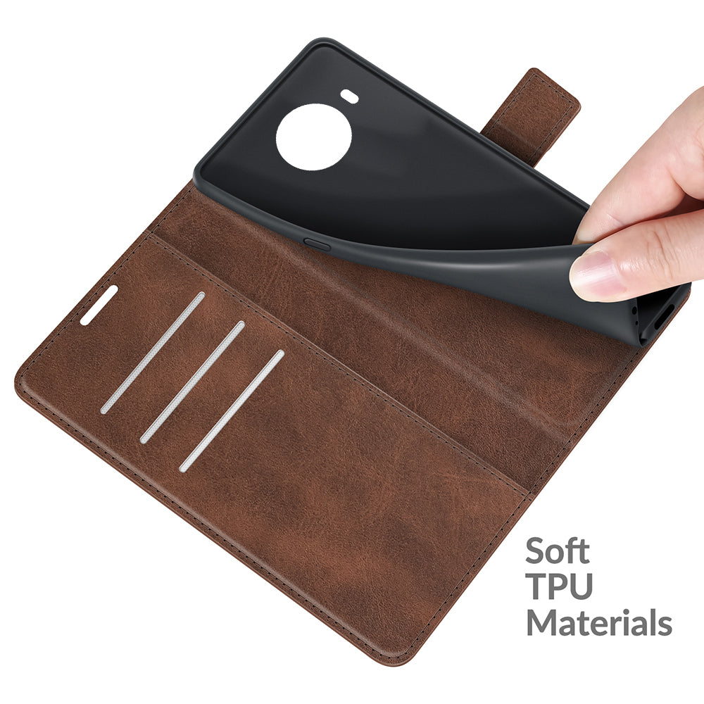 Leather Wallet Stand Protective Case Magnetic Square Clasp Cover for Nokia X10 / Nokia X20