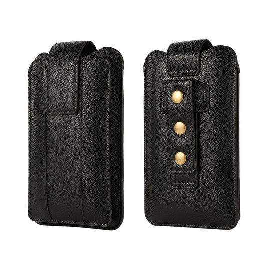 PU Leather Dual Pocket Wallet Cell Phone Belt Clip Holster Cover Pouch Case Waist Bag (L Size) for Xiaomi Huawei iPhone