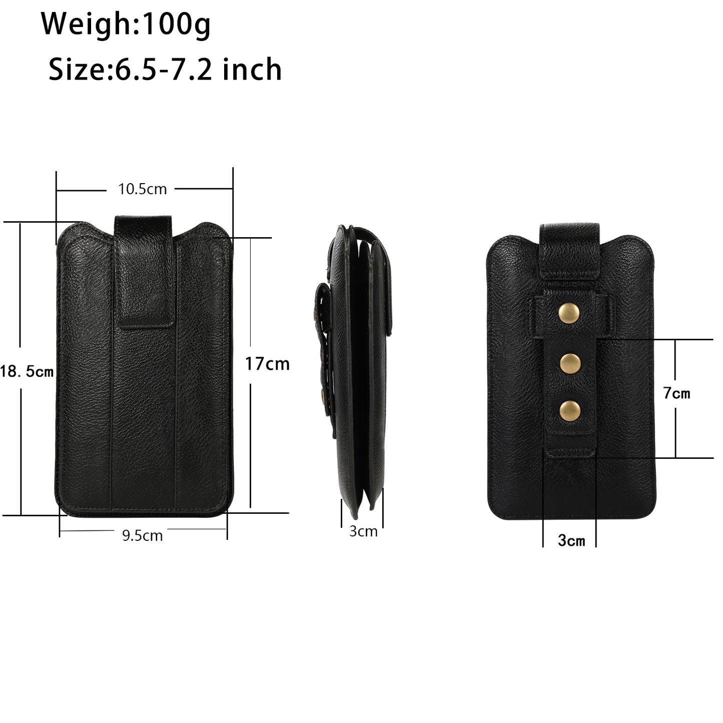 PU Leather Dual Pocket Wallet Cell Phone Belt Clip Holster Cover Pouch Case Waist Bag (L Size) for Xiaomi Huawei iPhone