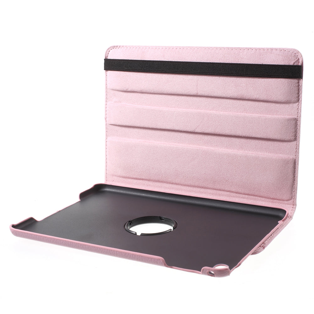 For iPad mini 4 Lychee 360-Rotation Leather Stand Case Cover
