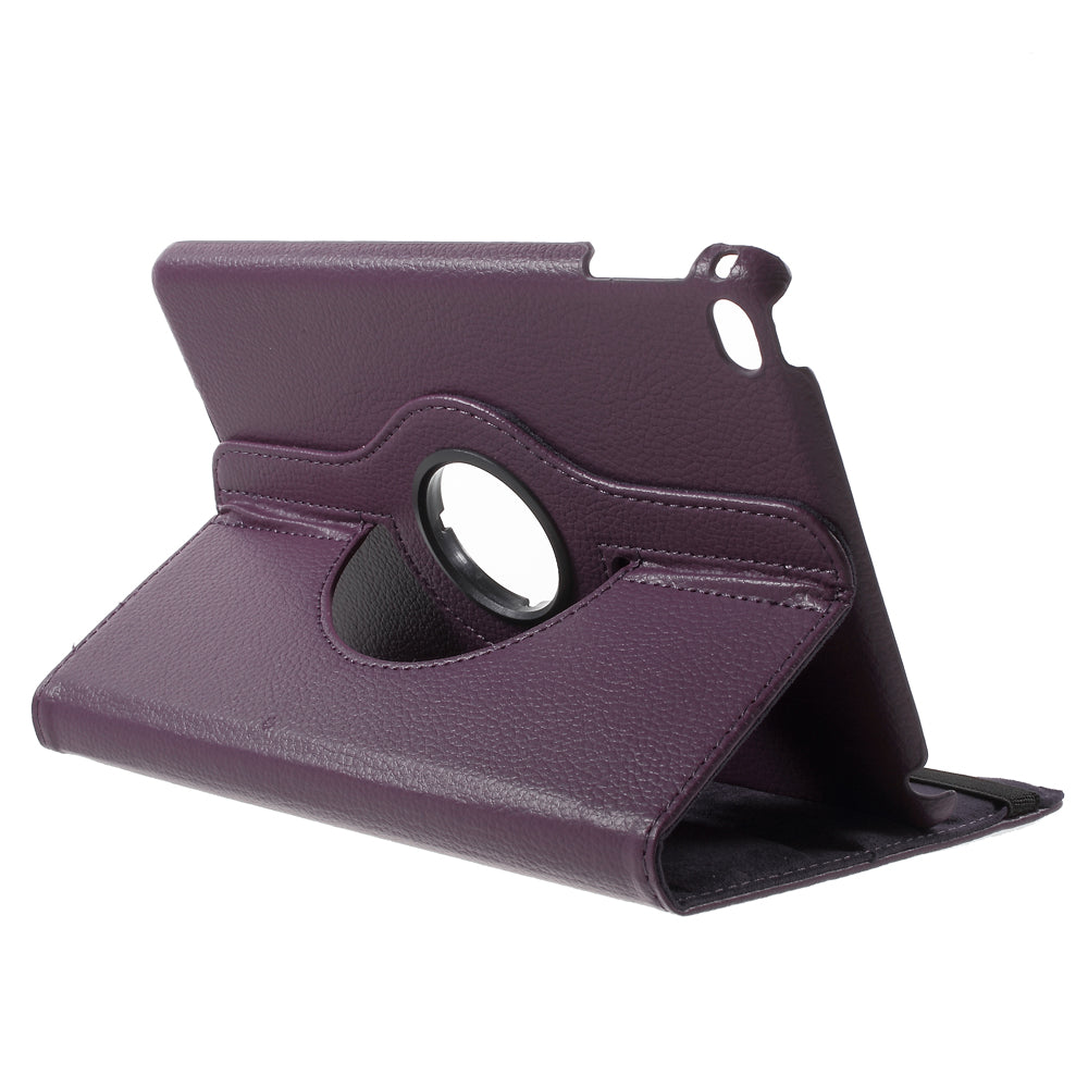 For iPad mini 4 Lychee 360-Rotation Leather Stand Case Cover