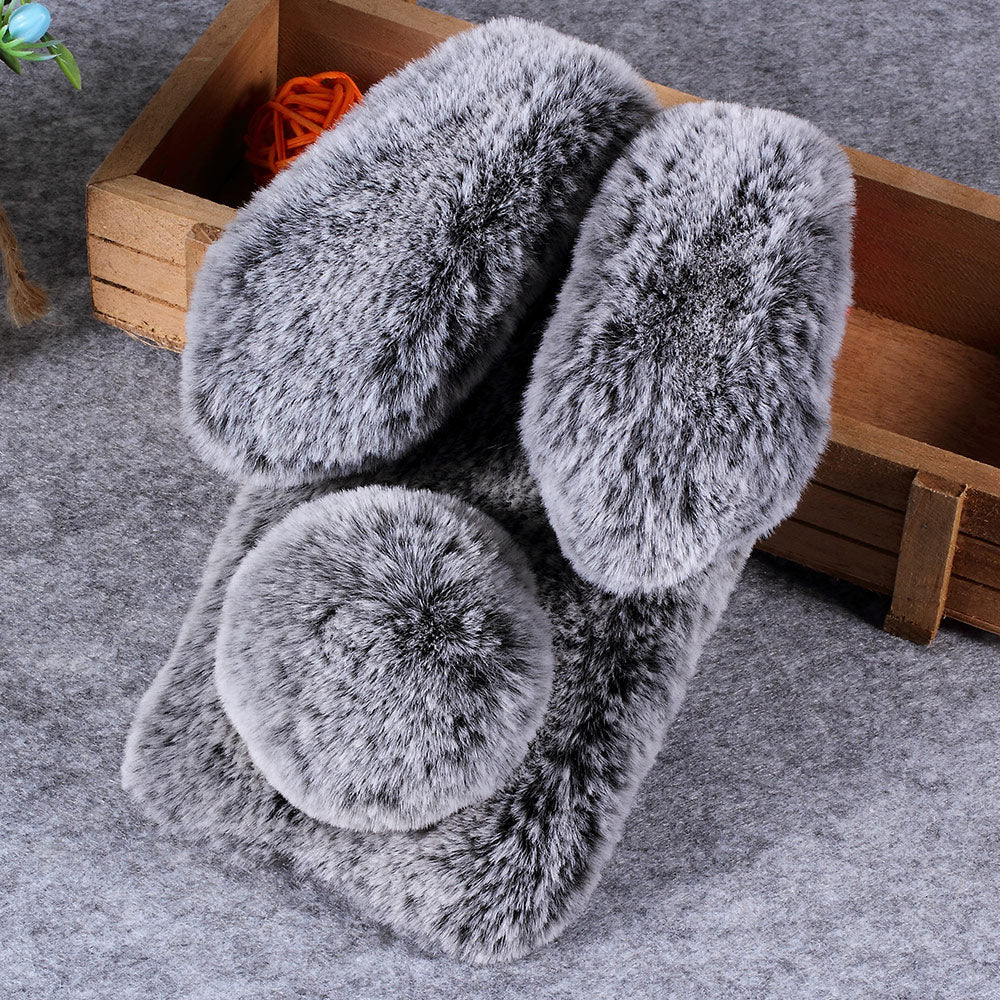 For Huawei P20 Lite / Nova 3e (China) Rabbit Shape Fluffy Fur Coated Rhinestone TPU Protective Mobile Shell