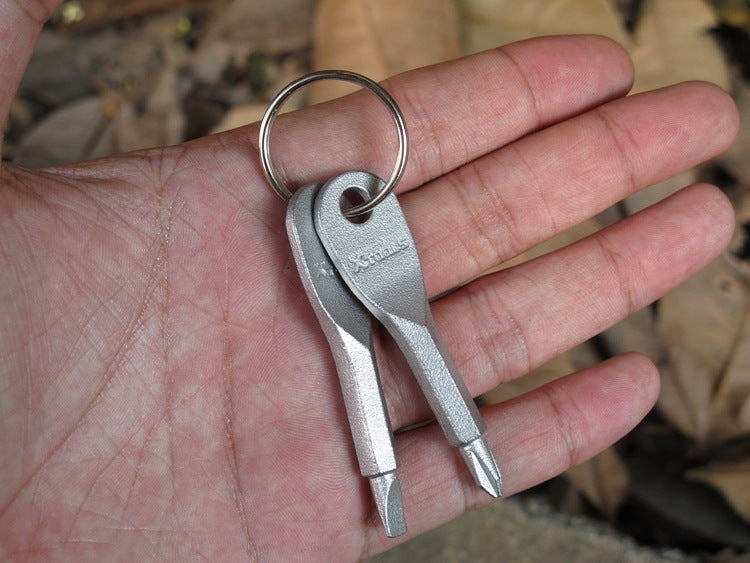 XTOOLS Key Style EDC Stainless Steel Slotted and Phillips 2 Screwdrivers Tool Set with Key Ring