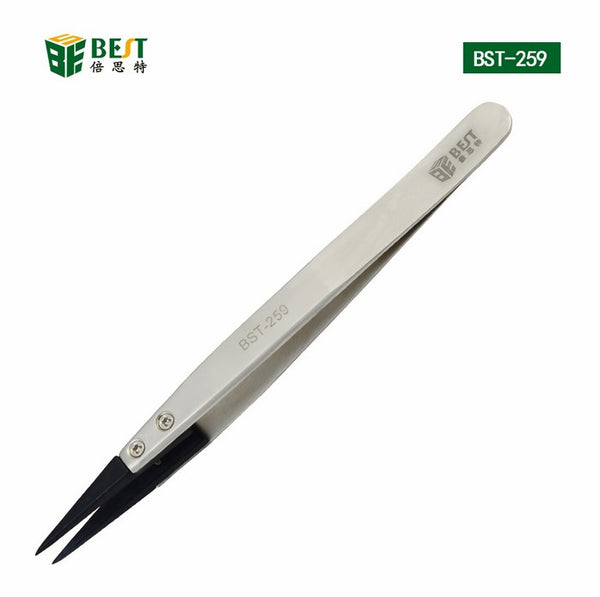 BEST BST-259A Stainless Steel Anti-static Fine Point Tweezers with Replaceable Tip