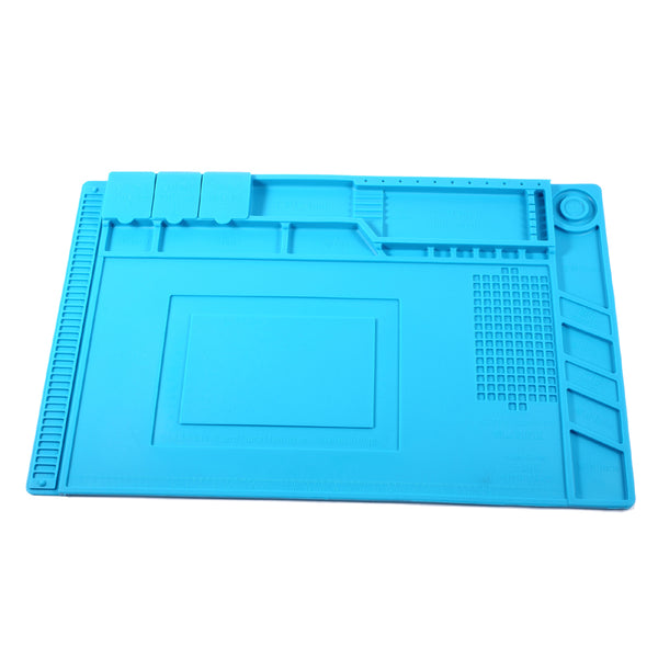 Heat Insulation Repair Platform Mat for Phones/Computers with Magnetic Screw Section - Blue