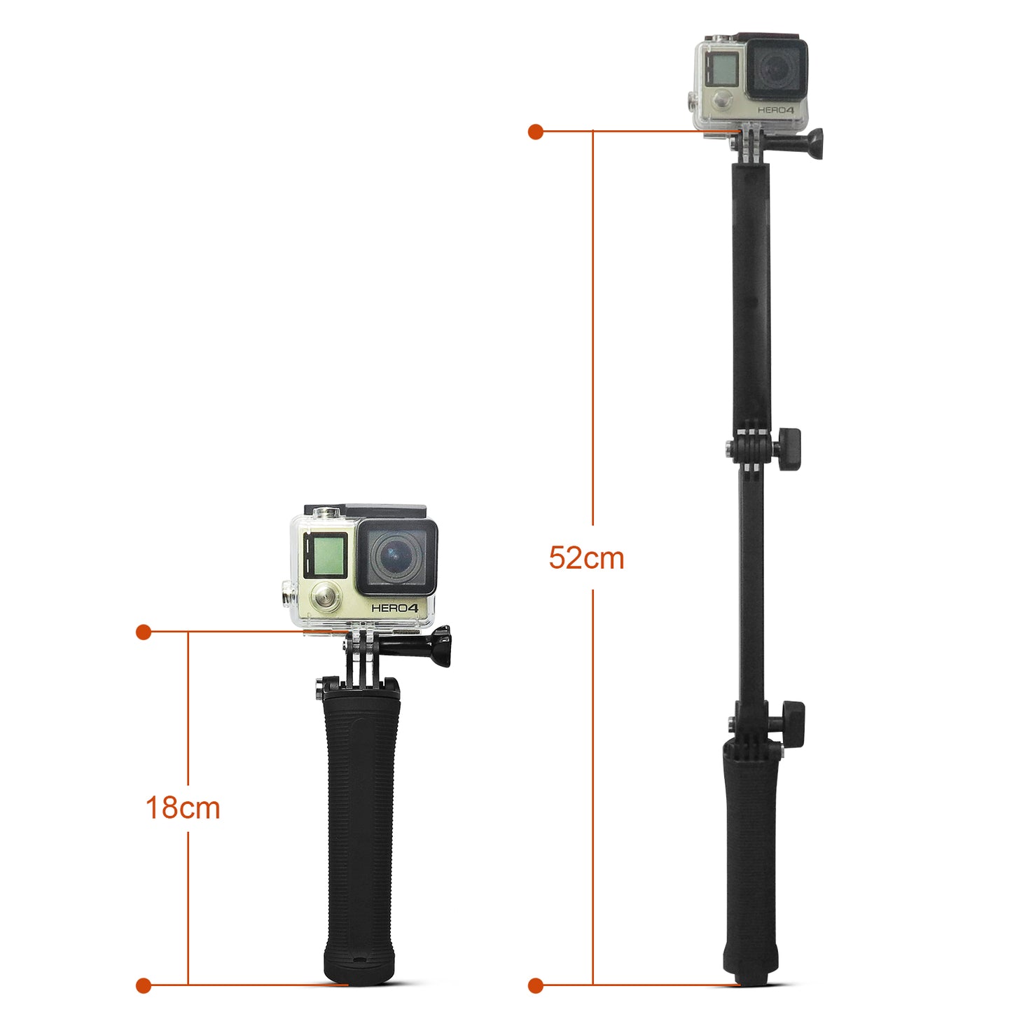 3-Way Waterproof Selfie Monopod Grip Tripod Mount for GoPro / SJCAM / Xiaoyi etc