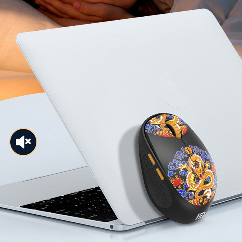 FUDE E650 Wireless Mouse Chinese Style Pattern Silent Mouse 1600DPI Cordless Mice for Office (without Battery)