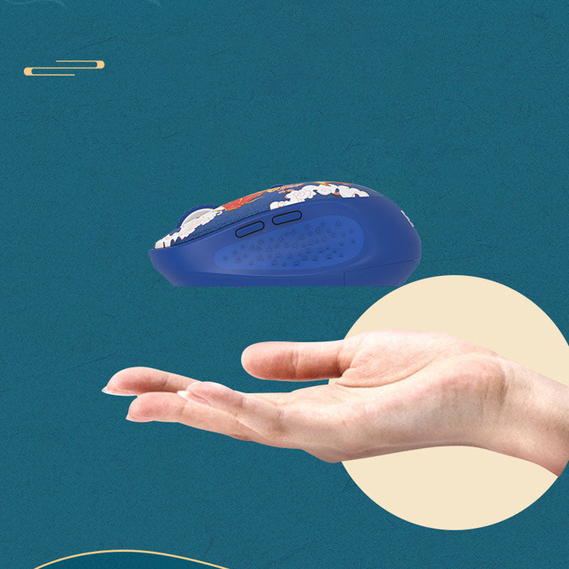 FUDE E650 Wireless Mouse Chinese Style Pattern Silent Mouse 1600DPI Cordless Mice for Office (without Battery)