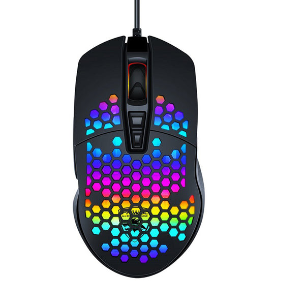 FRIWOL V9 Colorful Light Hollow Honeycomb USB Wired Gaming Mouse 1600 DPI 7 Buttons Computer Laptop Mice