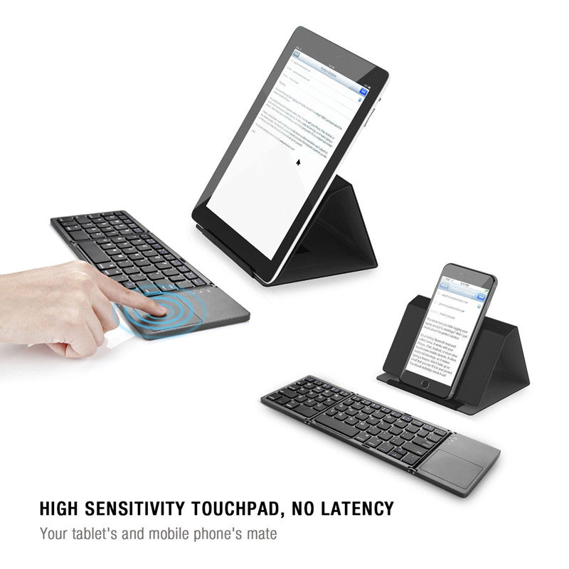 B033 Triple Folding Wireless Bluetooth Keyboard with High Sensitive Touchpad for Apple iOS / Windows / Android