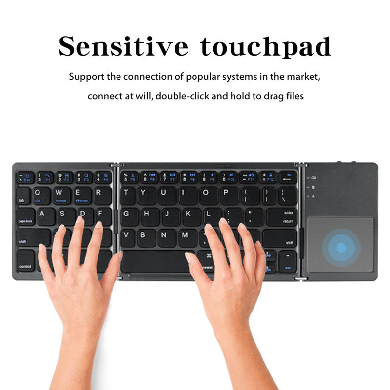 B033 Triple Folding Wireless Bluetooth Keyboard with High Sensitive Touchpad for Apple iOS / Windows / Android
