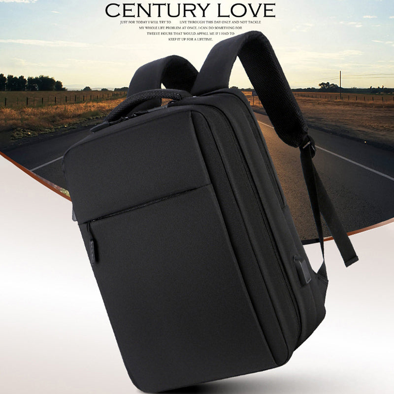 1106 Large Capacity Dual Layer Laptop Backpack Business Travel Shoulder Bag Rucksack with USB Charging Port