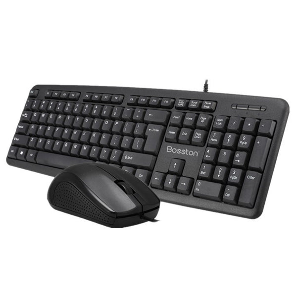 BOSSTON D5200 USB Wired Keyboard Mouse Set Home Office Laptop Computer Keyboard Mouse