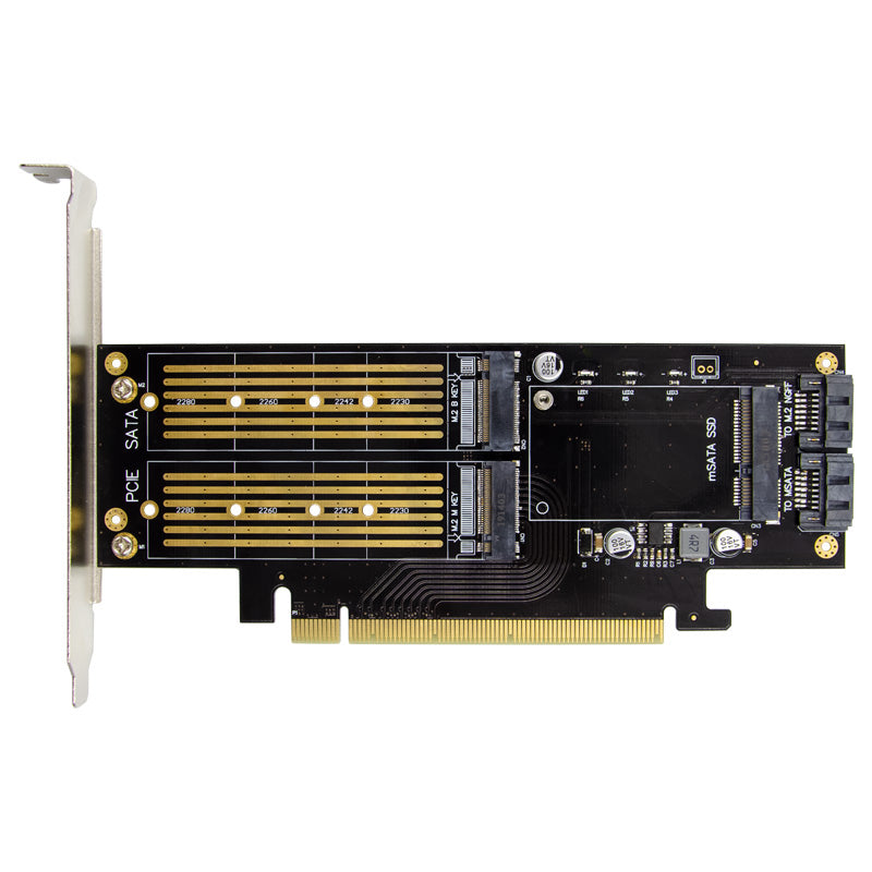 2280 PCI-E 3.0 X16 to NGFF M.2 NVMe AHCI SSD Adapter Card for M Key B Key mSATA Solid State Drive