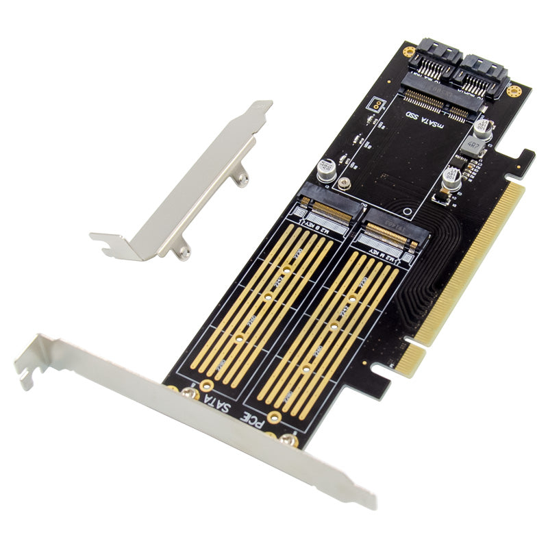 2280 PCI-E 3.0 X16 to NGFF M.2 NVMe AHCI SSD Adapter Card for M Key B Key mSATA Solid State Drive