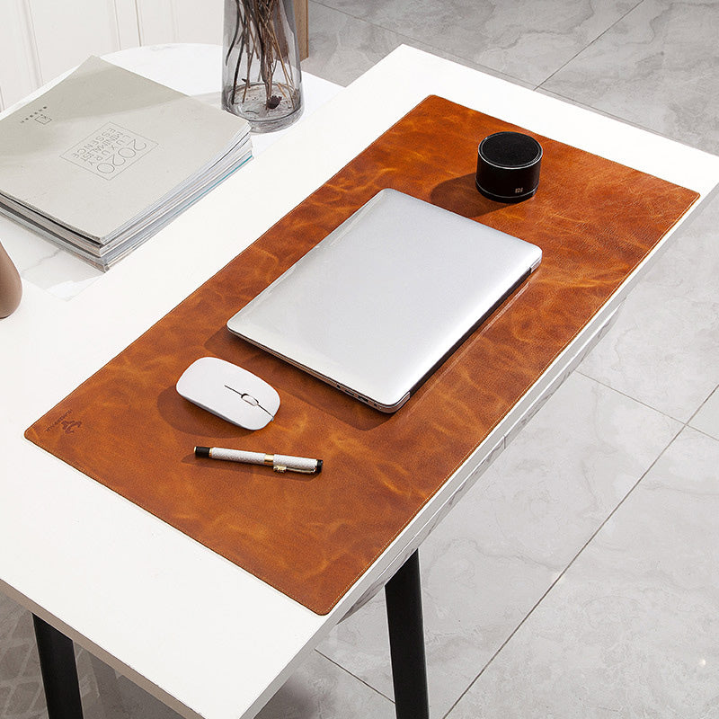 Large Gaming Laptop Mouse Pad Non-slip Oil Wax Texture Top Layer Cowhide Leather Office Desk Mousepad, 60x40cm