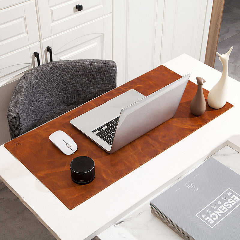 Large Gaming Laptop Mouse Pad Non-slip Oil Wax Texture Top Layer Cowhide Leather Office Desk Mousepad, 60x40cm