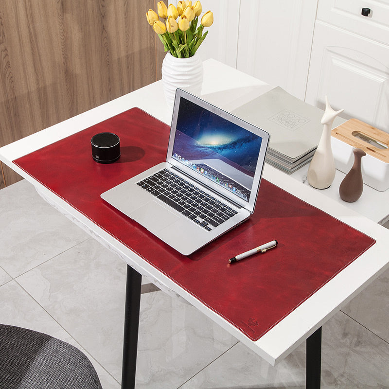 Large Gaming Laptop Mouse Pad Non-slip Oil Wax Texture Top Layer Cowhide Leather Office Desk Mousepad, 60x40cm