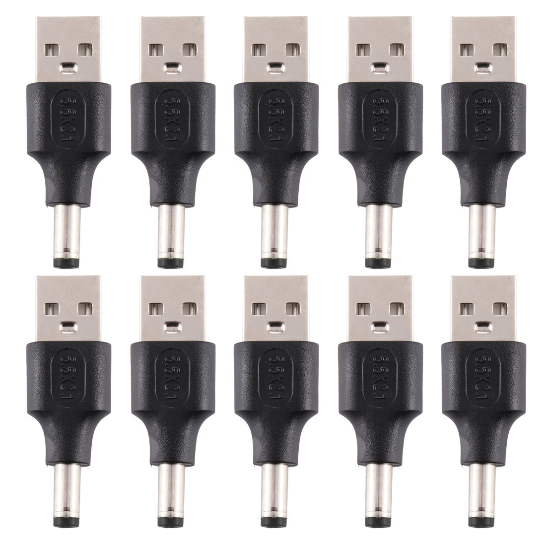 10Pcs DC Power Plug 5.5 x 2.1mm Male To USB 2.0 Adapter