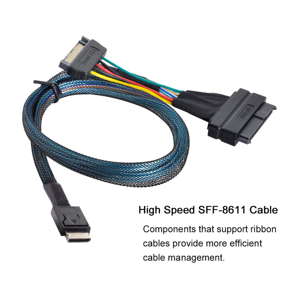 SF-017 50cm Oculink SFF-8611 to U.2 U.3 SFF-8639 NVME PCIe PCI-Express SSD Cable for Mainboard SSD