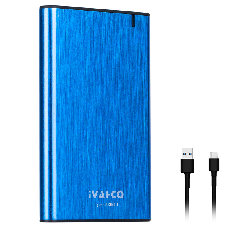 IVAHCO 750GB HDD External Case Type-C USB3.1 2.5&quot; Brushed Metal Solid State Drive Enclosure with Indicator