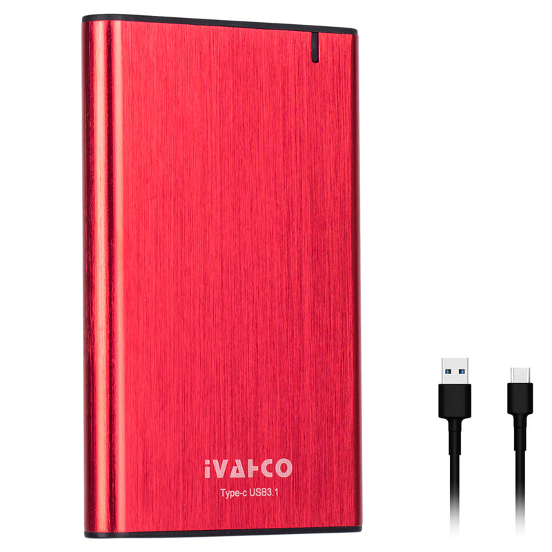 IVAHCO 750GB HDD External Case Type-C USB3.1 2.5&quot; Brushed Metal Solid State Drive Enclosure with Indicator