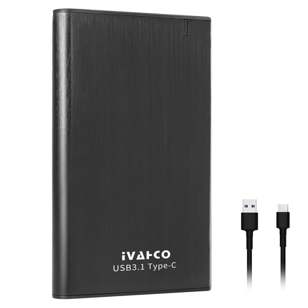 IVAHCO 1TB Type-C USB3.1 2.5&quot; HDD External Case Plug and Play Brushed Metal Solid State Drive Enclosure
